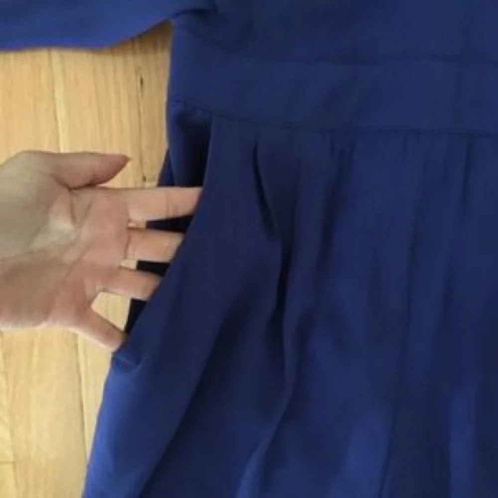 royal blue chiffon jumpsuit with pockets - Picture 2 of 5